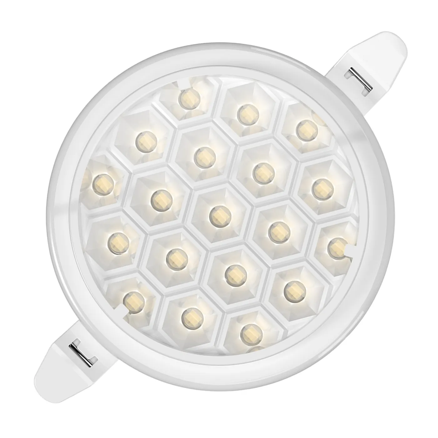 [050458] [DL-024-AG] DuraLED - Lampara Panel LED 36W 6500K Luz Fria Tipo Colmena Redonda Empotrar Borde Blanco