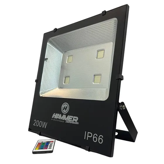 [050575] Reflector LED Luces de Colores con Control 200W RGB IP66 Multivoltaje 85/277 Volts FHRG-00200 Hammer