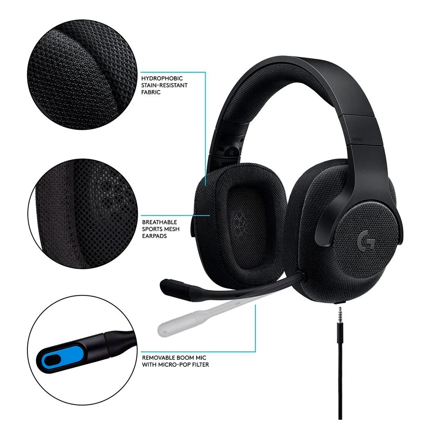 [060408] [G433] Logitech - Audifonos con Micrófono con Sonido Envolvente 7.1 Gaming 981-000668