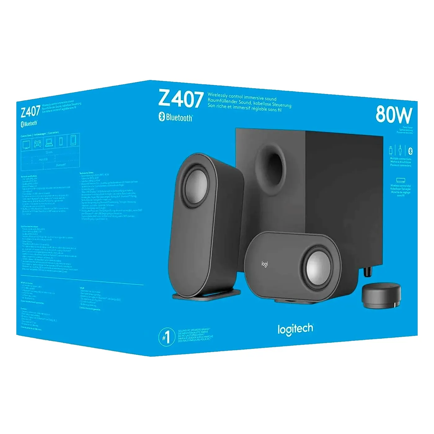 [060445] [Z407] Logitech - Cornetas Multimedia 2.1 Entradas MicroUSB/3.5mm/Bluetooth 40W RMS 980-001347