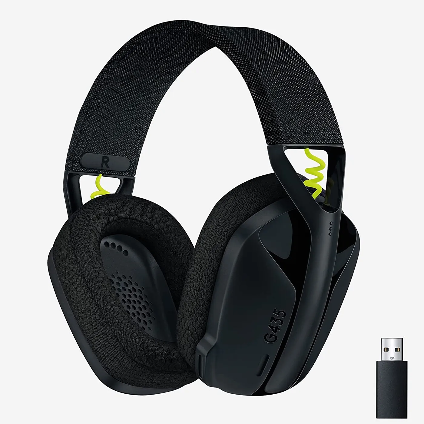 [060507] [G435] Logitech - Audifonos Inalámbricos con micrófono LIGHTSPEED Negro y Amarillo Gaming 981-001049
