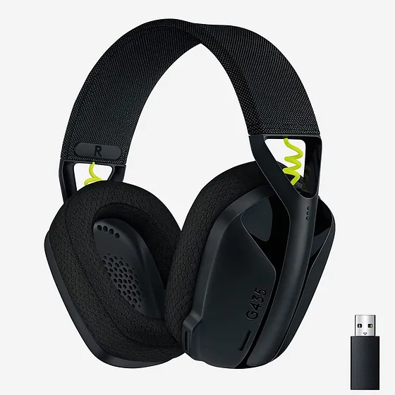 [060507] [G435] Logitech - Audifonos Inalámbricos con micrófono LIGHTSPEED Negro y Amarillo Gaming 981-001049