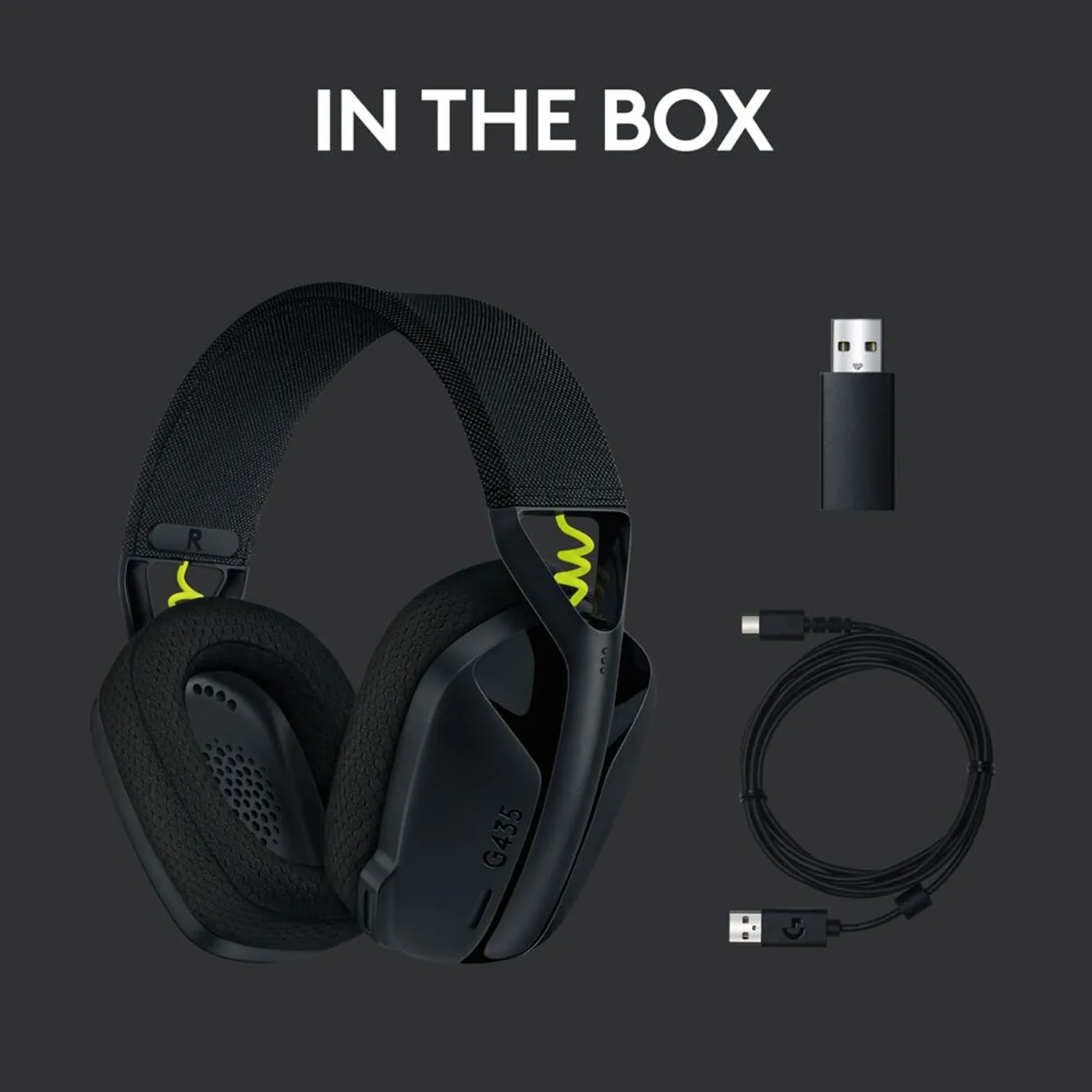 [060507] [G435] Logitech - Audifonos Inalámbricos con micrófono LIGHTSPEED Negro y Amarillo Gaming 981-001049