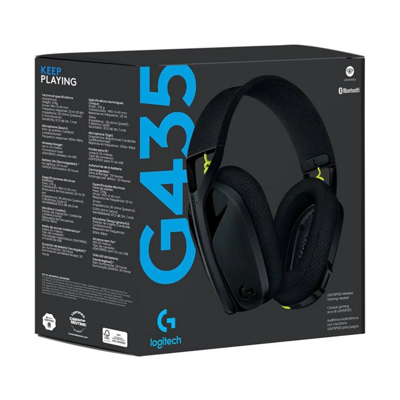 [060507] [G435] Logitech - Audifonos Inalámbricos con micrófono LIGHTSPEED Negro y Amarillo Gaming 981-001049