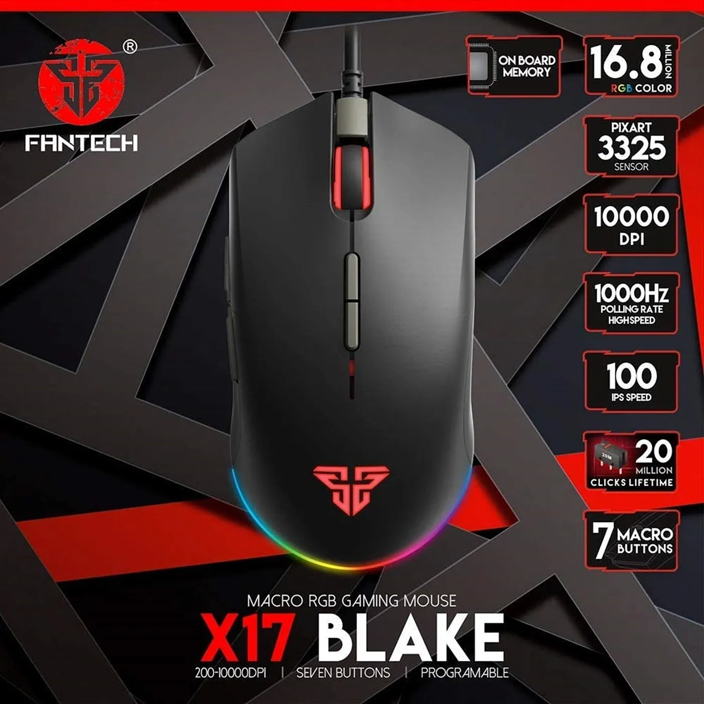 [060526] [X17-BLACK] Fantech - Mouse Blake Gaming [Negro]