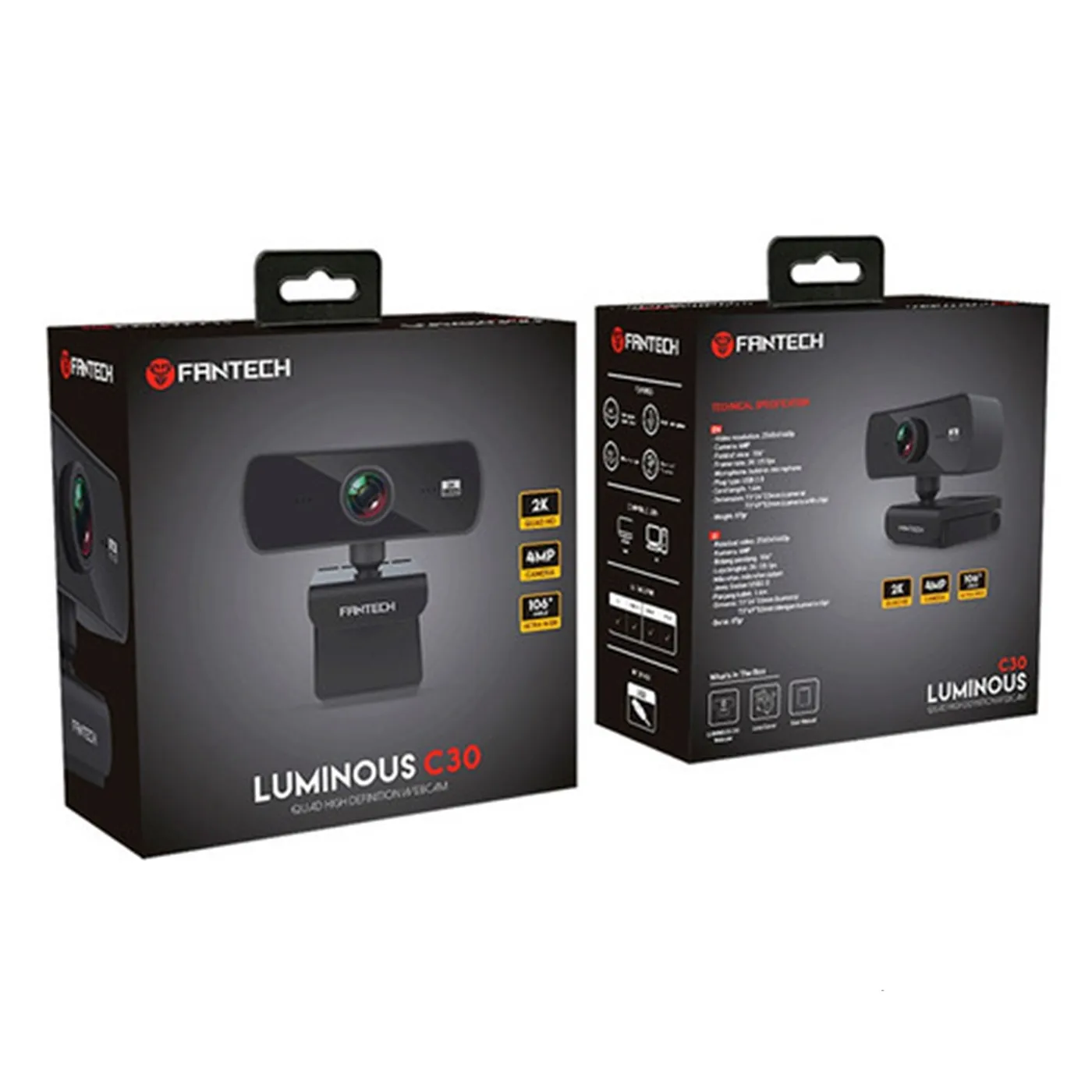 [060550] [C30] Fantech - WebCam Luminous con Microfono 2K 1440P