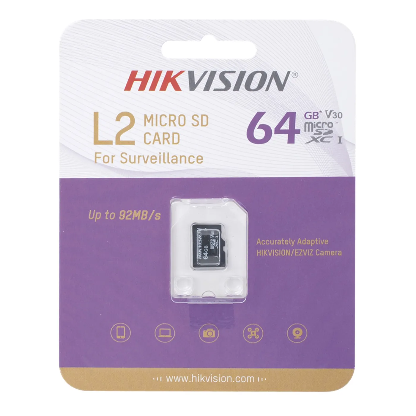 [060733] [HS-TF-L2/64G] Hikvision - Memoria Micro SDHC para Videovigilancia 64GB 92MB/s Clase 10 Hikstorage