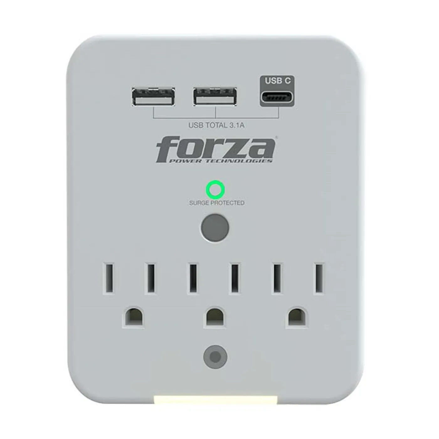 [060670] [FWT-331USBC] Forza - Toma Corriente Protector de Voltaje 1875W [3] x NEMA 5-15R + USB 120V