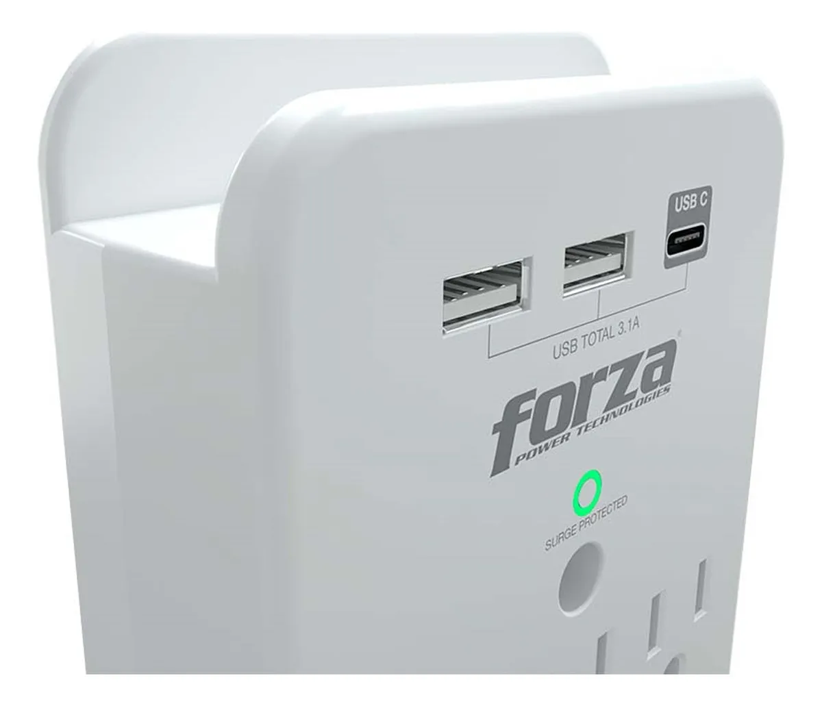 [060670] [FWT-331USBC] Forza - Toma Corriente Protector de Voltaje 1875W [3] x NEMA 5-15R + USB 120V