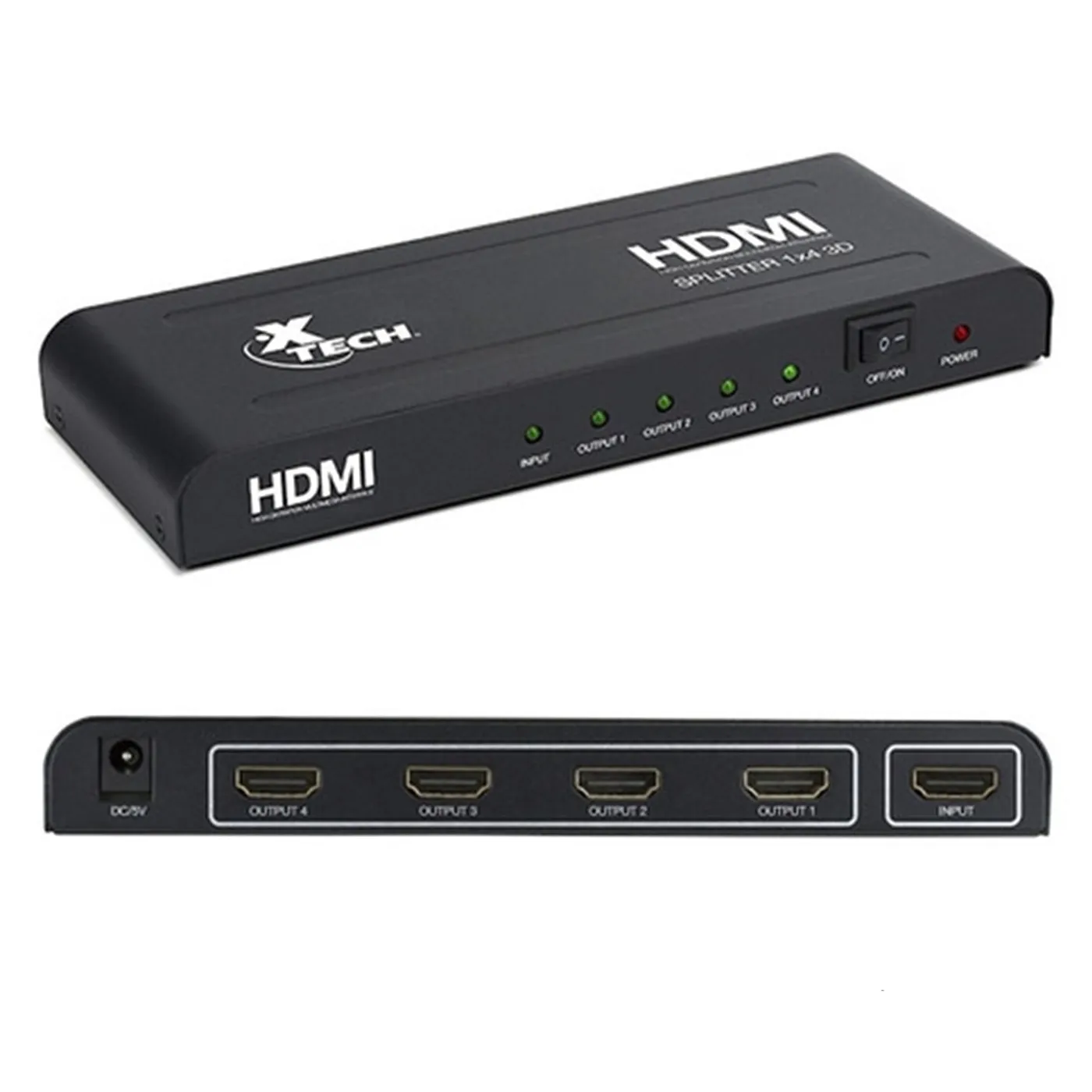 [060677] [XHA410] Xtech - Splitter Activo HDMI Hembra 1x4