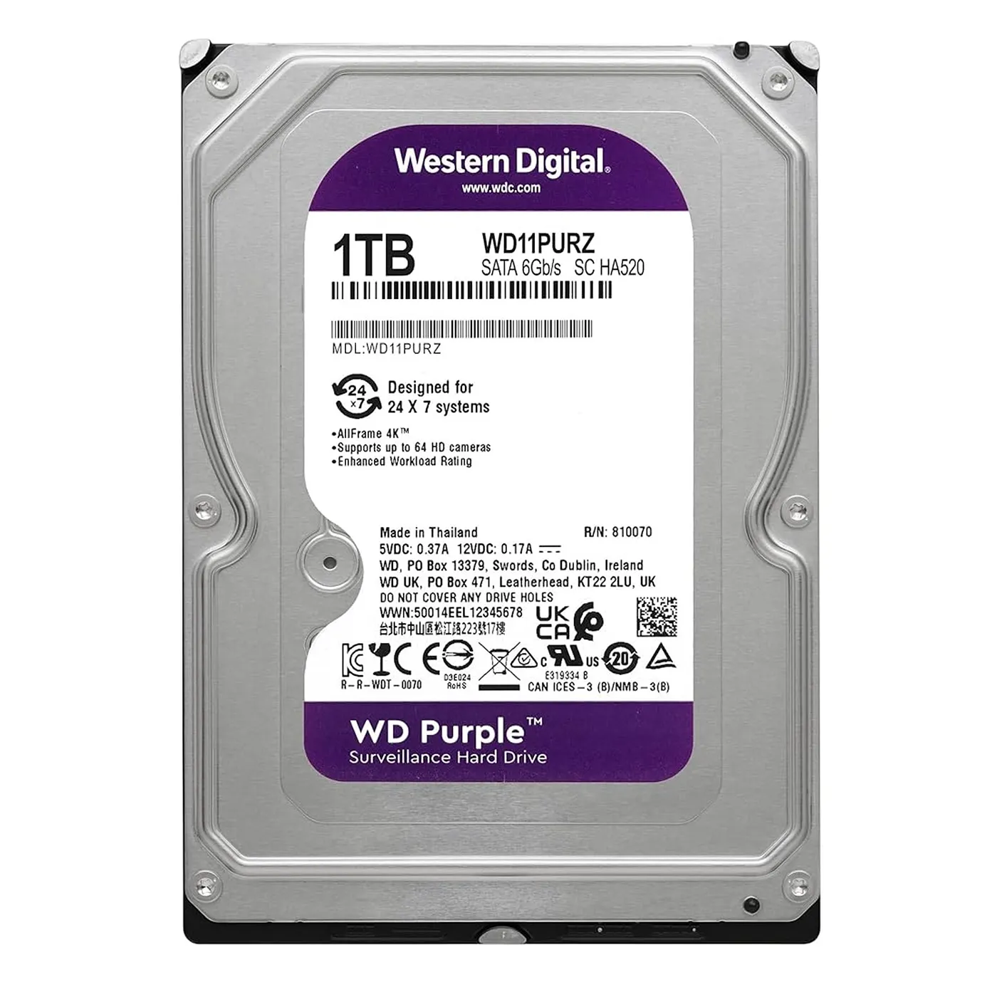 [060917] [WD11PURZ] Western Digital - Disco Duro Interno Purple 1TB 5400 rpm Cache 64Mb 3.5" Videovigilancia