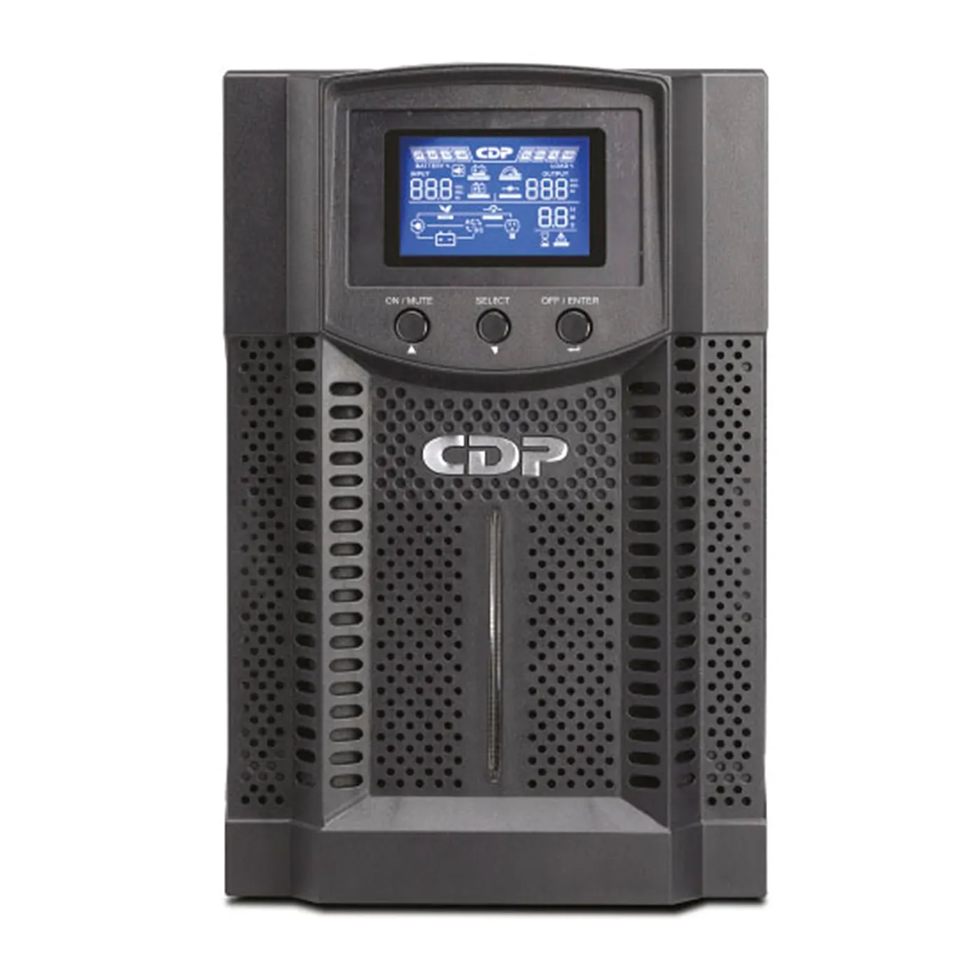 [061187] [UPO11-1] CDP - UPS de Torre En Linea de Doble Conversión Onda Senoidal 1000Va / 900W / 120V con Pantalla LCD 4 Salidas NEMA 5-15 [4 Salidas AVR/UPS]