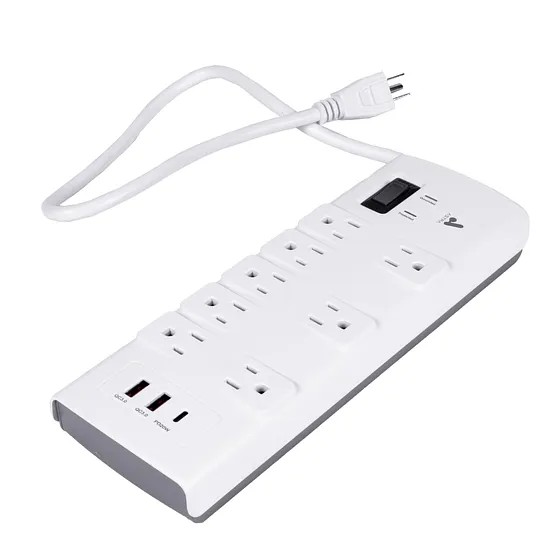 [061417] [YC308FS3UP] Astra - Regleta Protector de Sobretensiones con Interruptor de Luz 8 Salidas 5-15R 125V/1875W 2 USB 3.0A 1 USB Tipo C 5V