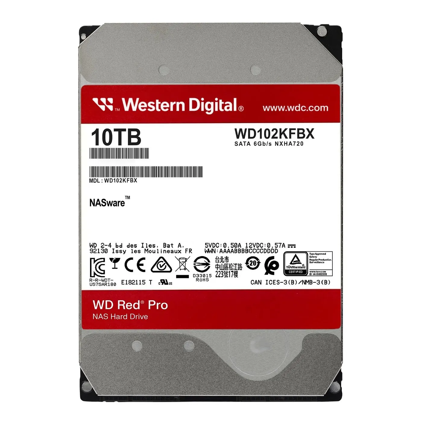[061285] [WD102KFBX] Western Digital - Disco Duro RED 10TB SATA3 256MB 7200 RED NAS PRO