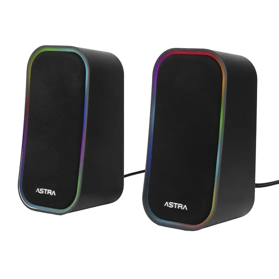 [061621] [ES531] Astra - Cornetas Gamer para PC NEBULA RGB Usb Aux 3.5 3W x 2 Estereo [Negro]