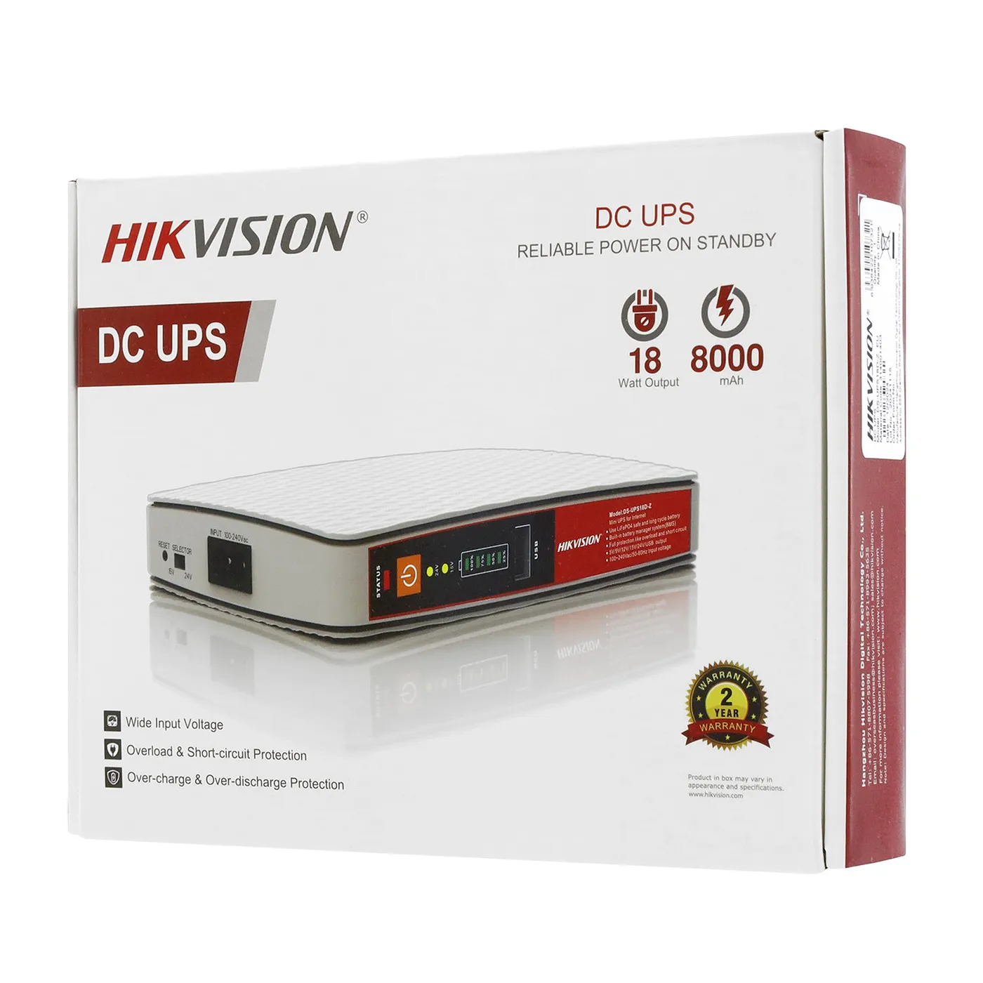 [061624] [DS-UPS18D-Z(O-STD)/US] Hikvision - Mini UPS Portatil Puertos 18W 8000mAh USB (5V-2Amp) DC (5V-2Amp / 9V-1Amp / 12V-1Amp) y PoE (PoE 15V 0.8Amp / 24V 0.5Amp)