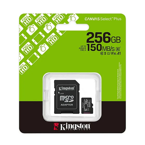 [061640] [SDCS3/256GB] Kingston - Tarjeta de Memoria Micro SD 256GB Canvas Select Plus S3 100MB/s UHS-I Clase 10