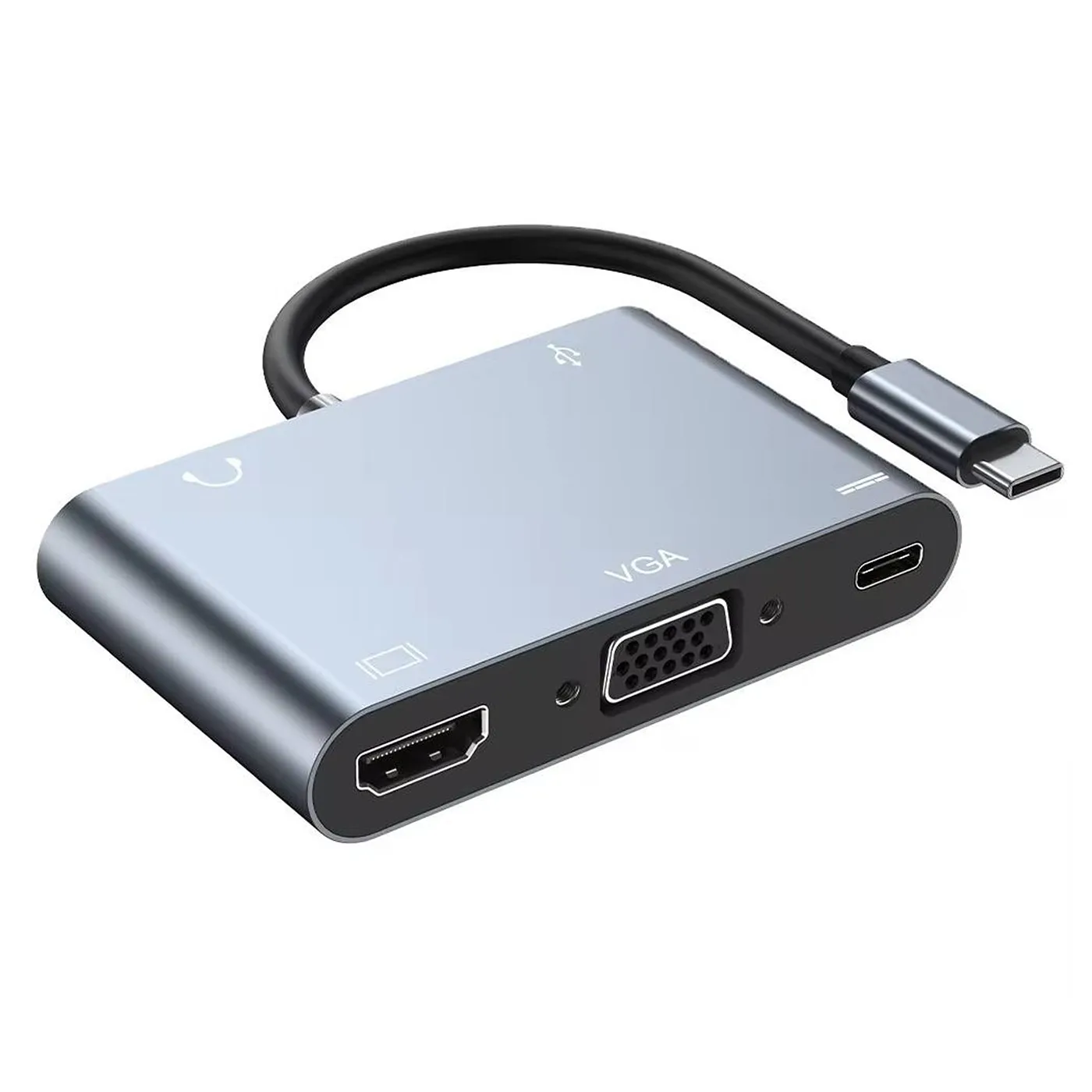 [061641] [ADA122] Adaptador 5 en 1 Tipo C a USB3.0/HDMI/VGA/AUX/PD