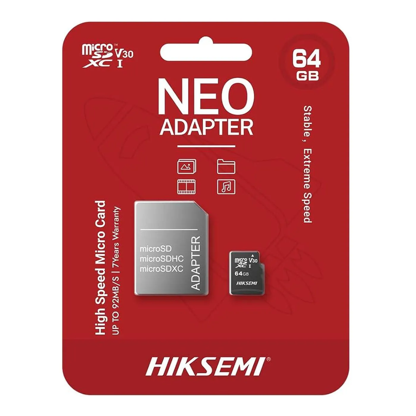 [061723] [HS-TF-C1-64GB/Adapter] Hiksemi By Hikvision- Memoria Flash 64GB microSDXC Clase 10 NEO con Adaptador