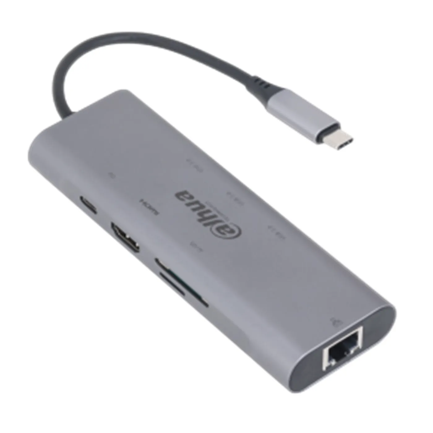 [061662] [DH-TC38] Dahua - Estación de Acoplamiento (8 en 1) USB 3.1 Tipo C a USB 3.0 + HDMI + RJ45 + SD/TF + PD Admite 3 puertos USB 3.0 Conexión Plug and Play Carcasa Metálica