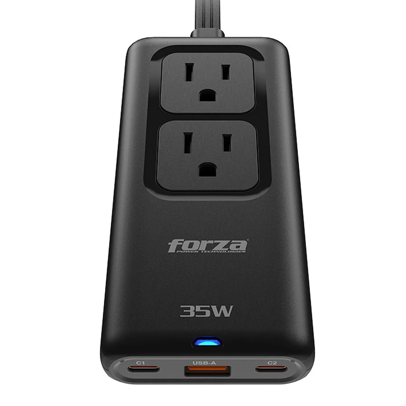 [061800] [PS-235USBC] Forza: Regleta con Cargador Rápido 35W 2 NEMA 110V/220V USB-C con Indicador LED