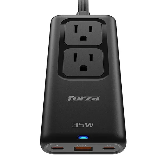 [061800] [PS-235USBC] Forza: Regleta con Cargador Rápido 35W 2 NEMA 110V/220V USB-C con Indicador LED