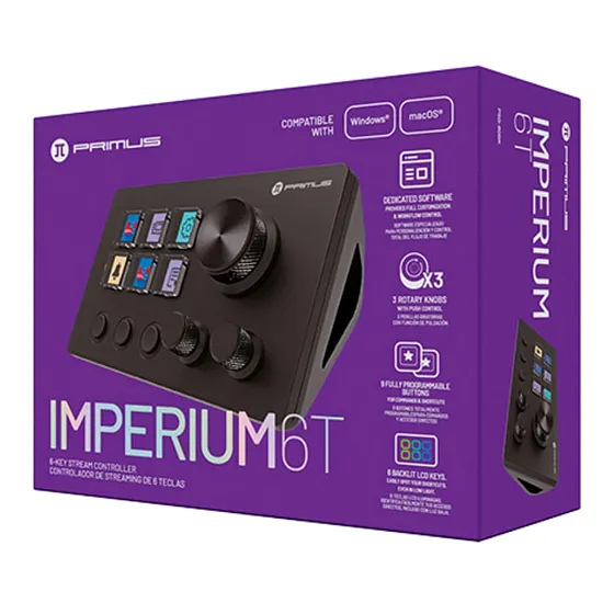 [061802] [PSD-60BK] Primus - Stream Deck Imperium6T 6 Teclas LCD Programables 3 Botones y 3 Perillas