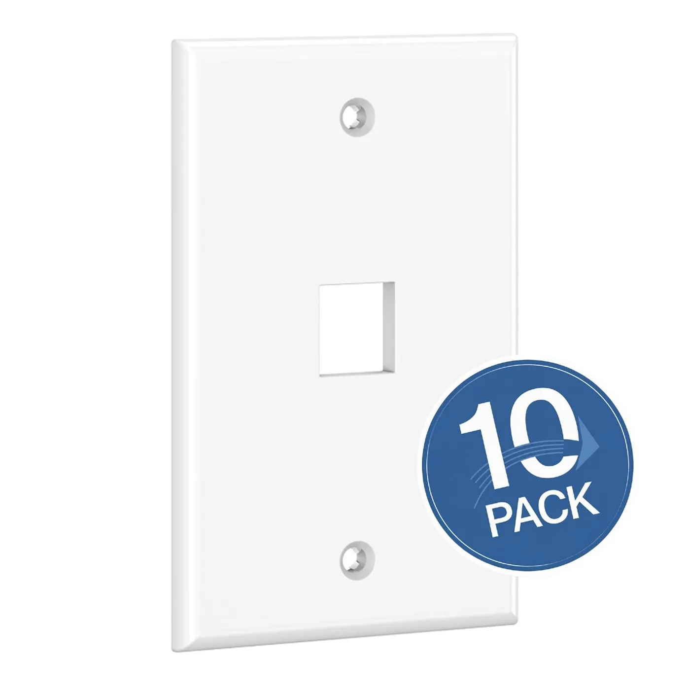 [070007] [WP-FP01-WHITE-10UND] Wireplus - Face Plate Placa Frontal de Pared para Keystone 1 Puerto Blanco [10 Unidades]