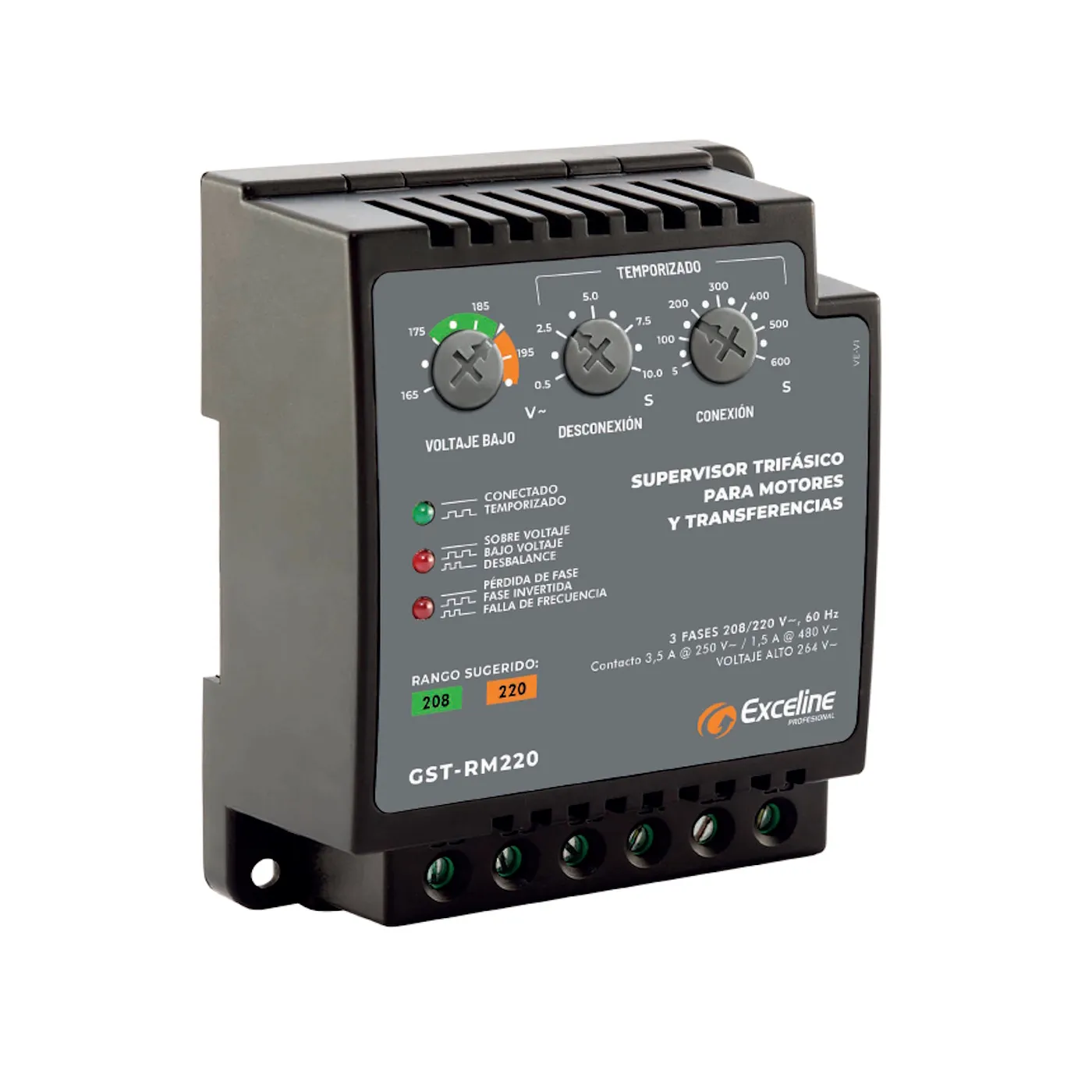 [070066] [GST-RM220] Exceline - Supervisor Trifasico 220V [Bornera]