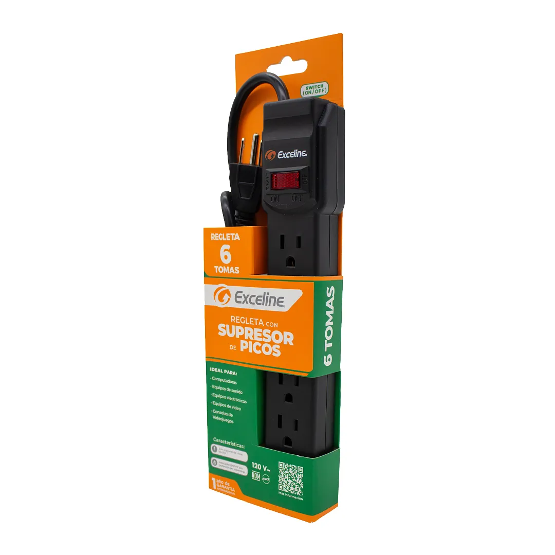 [070068] [GMT-6-120308] Exceline - Regleta con Supresor de Picos [Negro]