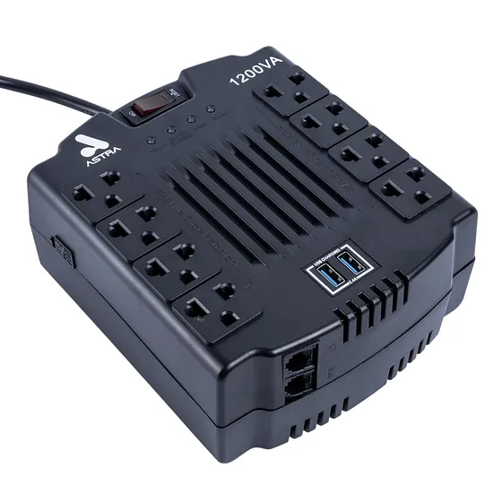 [061754] [ASRV1200VA] Astra - Regulador Automático de Voltaje 120V 1200VA/600W [8] x Tomas y [2] x USB-A