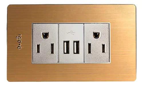 [070616] [X105/2-2U] Igoto - Toma Corriente con Tierra + 2 USB Serie X Bronce
