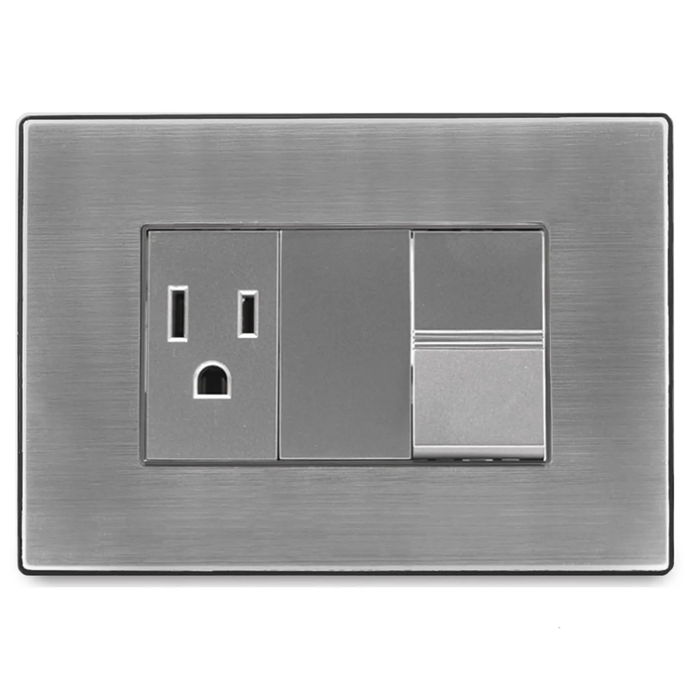 [070642] [I316] Igoto - Interruptor Simple + Toma Corriente Serie Inox