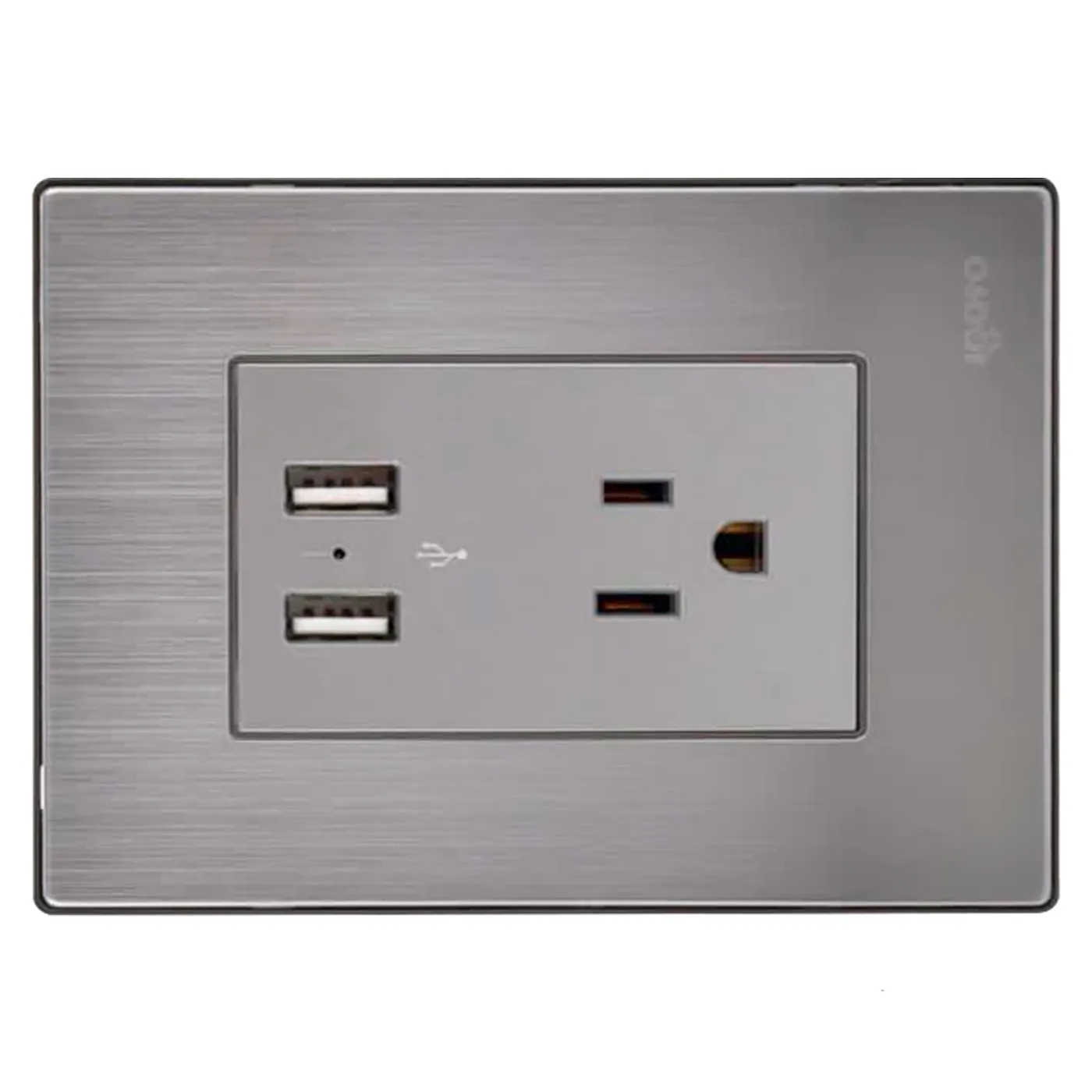 [070644] [I105/U] Igoto - Toma Corriente con Tierra + 2 USB Serie Inox