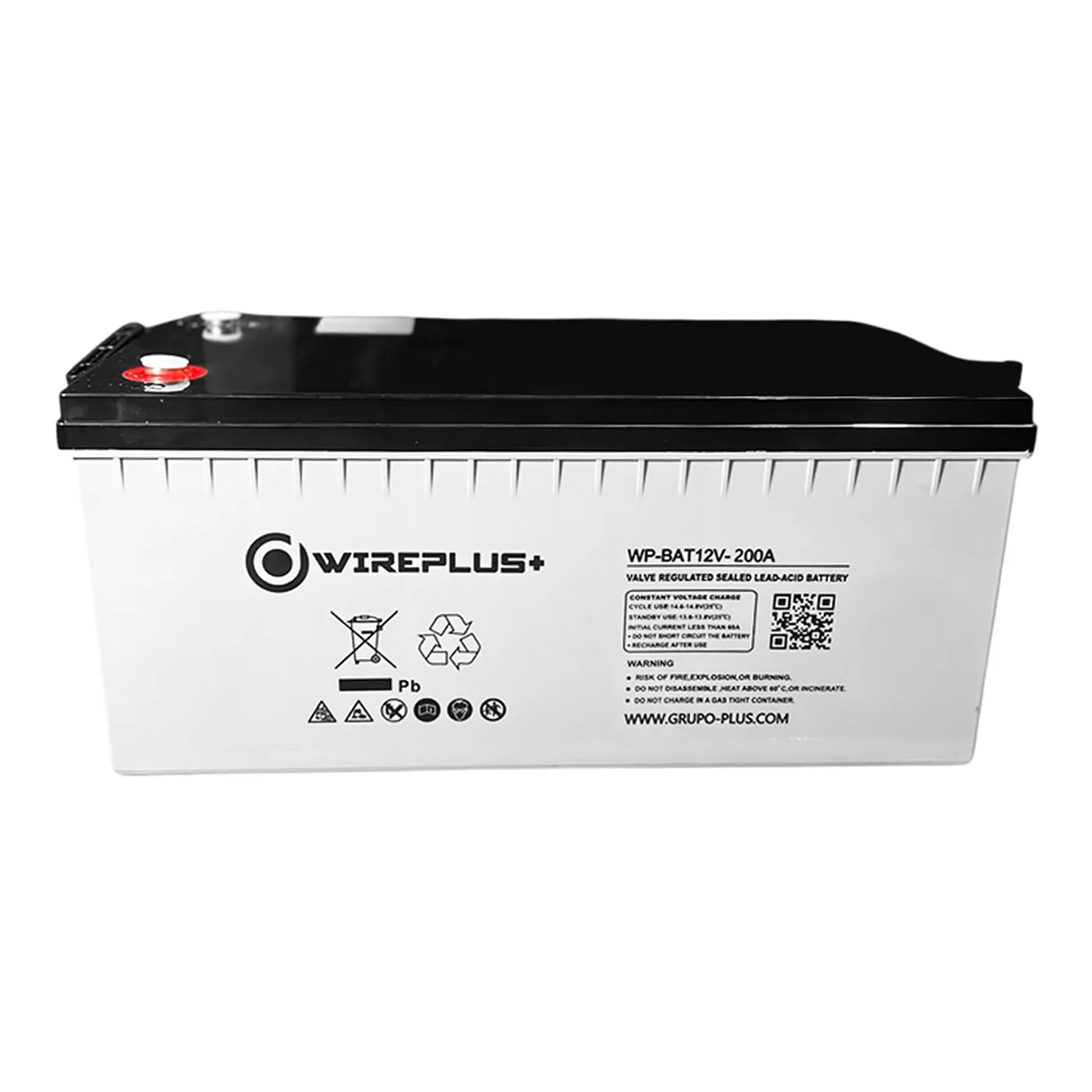 [070377] [WP-BAT12V-200A-G] Wireplus - Bateria Sellada Acido-Plomo 12V 200Ah