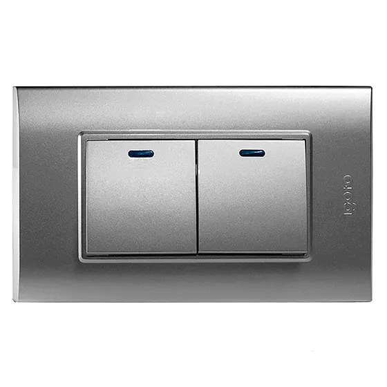 [070561] [B514-S] Igoto - Interruptor Doble Largo Serie B [Plata]