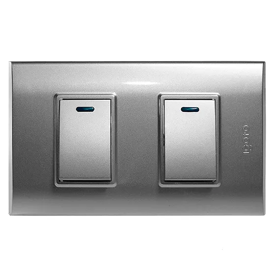 [070562] [B514S-S] Igoto - Interruptor Doble Pequeño Serie B [Plata]