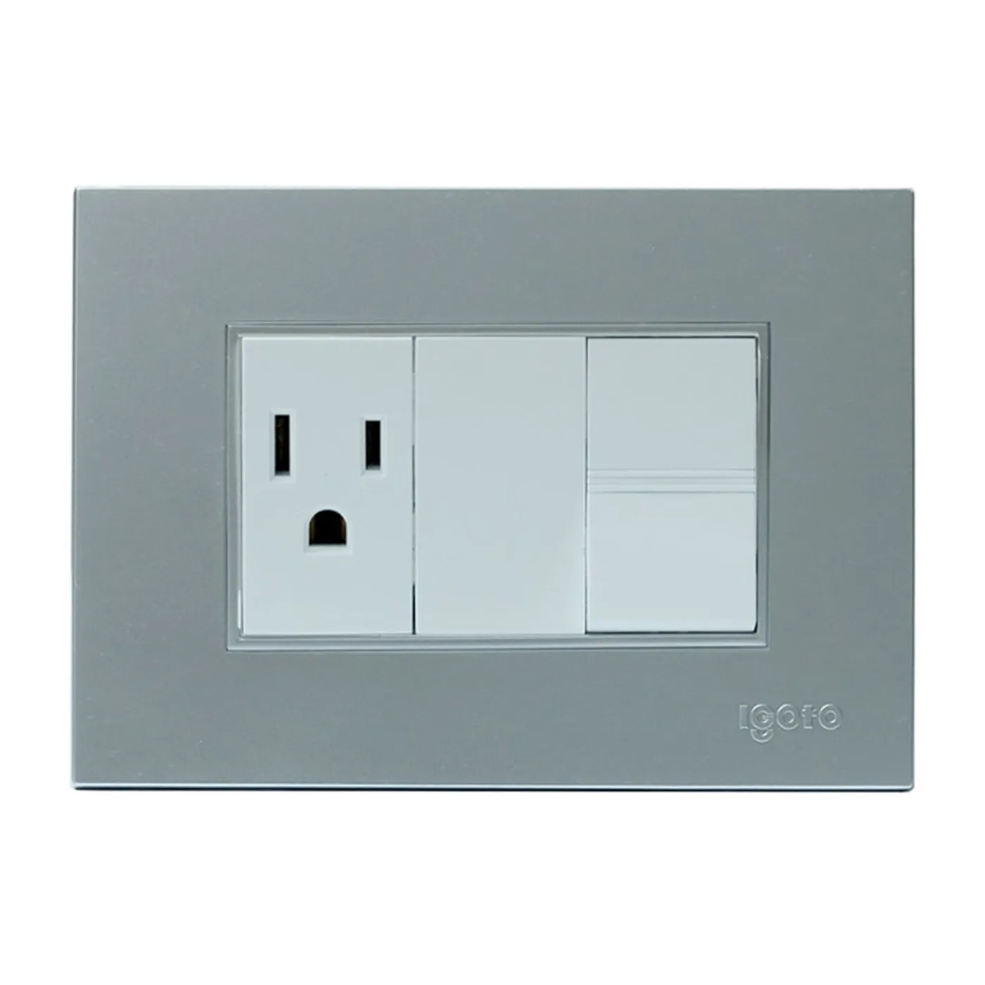 [070868] [Z316-S] Igoto - Interruptor Simple + Toma Corriente Serie Z [Plata]