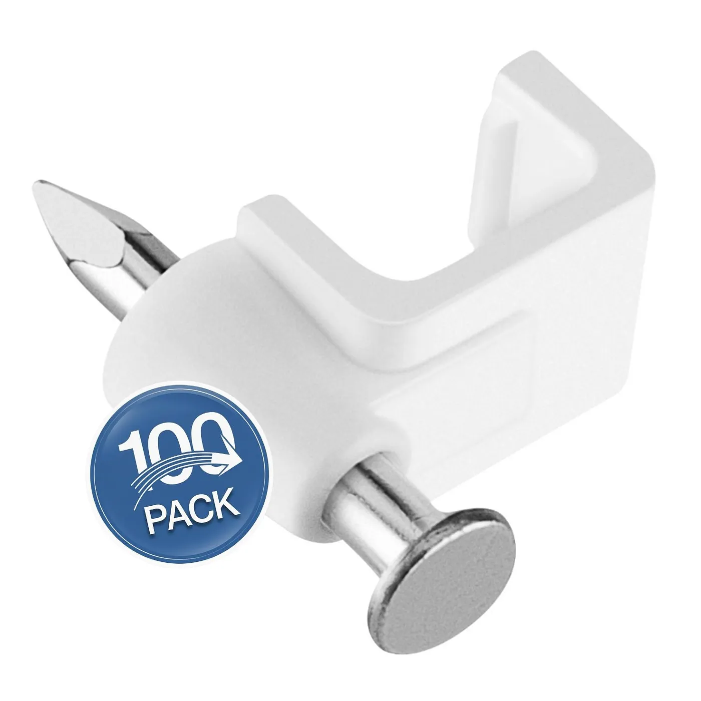 [070879] [WP-GPCC-10] Wireplus - Grapa Plástica Fija Cables Cuadrada de 10mm [Blanco] [100 Unidades]
