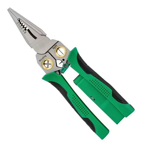 [070888] [STC-STRP-8IN1] STC - Alicate Multifuncional 8 en 1 de Acero Inoxidable para Electricista con Pelador de Cables Probador de Voltaje Enrollador de Cables con Lapiz Medidor