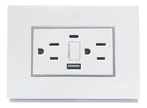 [070722] [Z105/2U-C-W] Igoto - Toma Corriente con Tierra + USB y Tipo C Serie Z [Blanco]