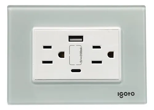 [070723] [Z105/2U-C-A] Igoto - Toma Corriente con Tierra + USB y Tipo C Serie Z [Acrilico]