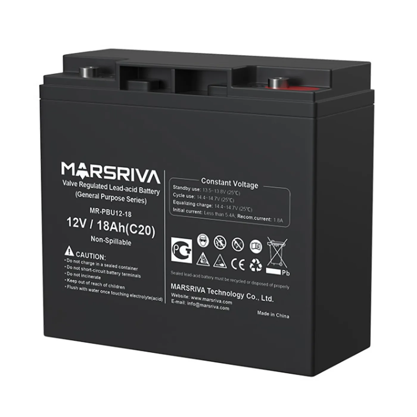 [070785] [MR-PBU12-18] Marsriva - Bateria Sellada 12V 18Ah    