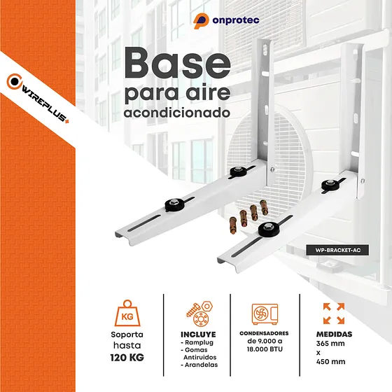 [070807] [WP-BRACKET-AC] Wireplus - Base para Aire Acondicionado hasta 120Kg 365x450mm de 9.000 hasta 18.000 BTU