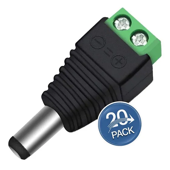 [080204] Conector 12V Macho 2.1mm [20 Unidad]