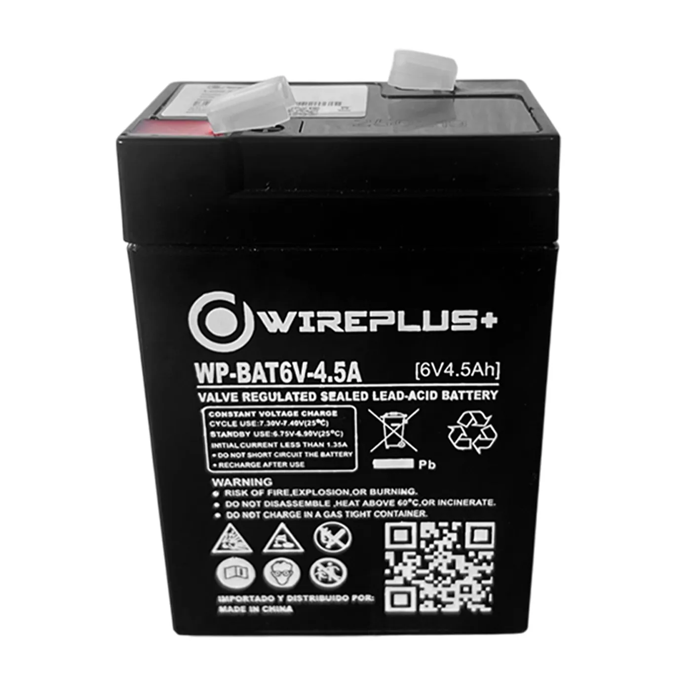 [080002] [WP-BAT6V-4.5A] Wireplus - Bateria Sellada Acido-Plomo 6V 4.5Ah