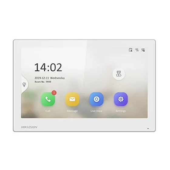 [090299] [DS-KH6350-WTE1/White(O-STD)] Hikvision - Monitor IP WiFi Touch Screen 7" para Videoportero IP Vídeo en Vivo PoE Estándar Apertura Remota Llamada Entre Monitores Audio bidireccional Borde slim