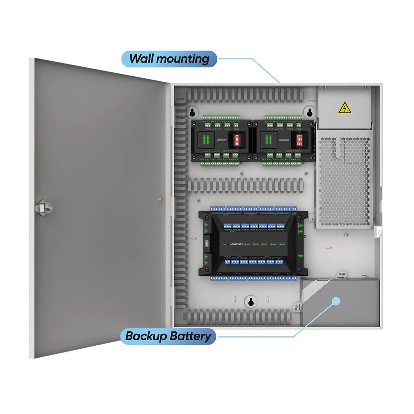 [090228] [DS-K2704X] Hikvision - Controlador de 4 Puertas Administrable en la Nube Interfaz Web Expandible con Módulo DS-K2M002X (hasta 128 Puertas) 200.000 Tarjetas Wiegand 8 Lectoras de Huella y Tarjeta
