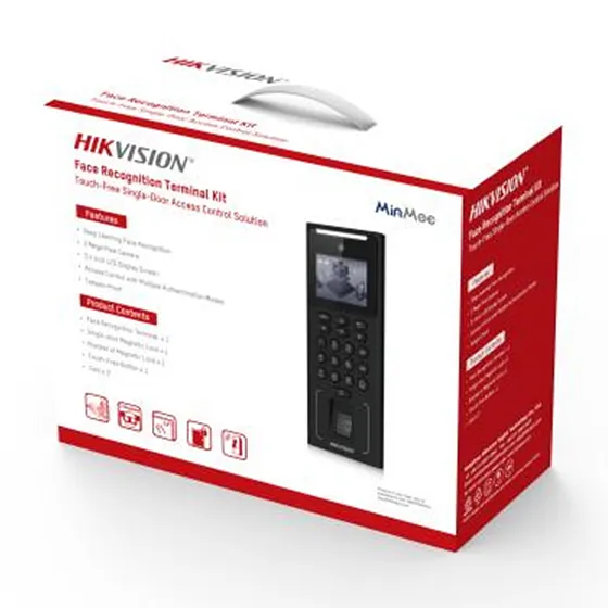 [090242] [DS-KAS321] Hikvision - Kit WiFi de Control de Acceso Lite TODO INCLUIDO con Lector de Rostros, Tarjetas y Huellas Incluye Electroimán Botón de Salida y Montajes Z y L para Imán