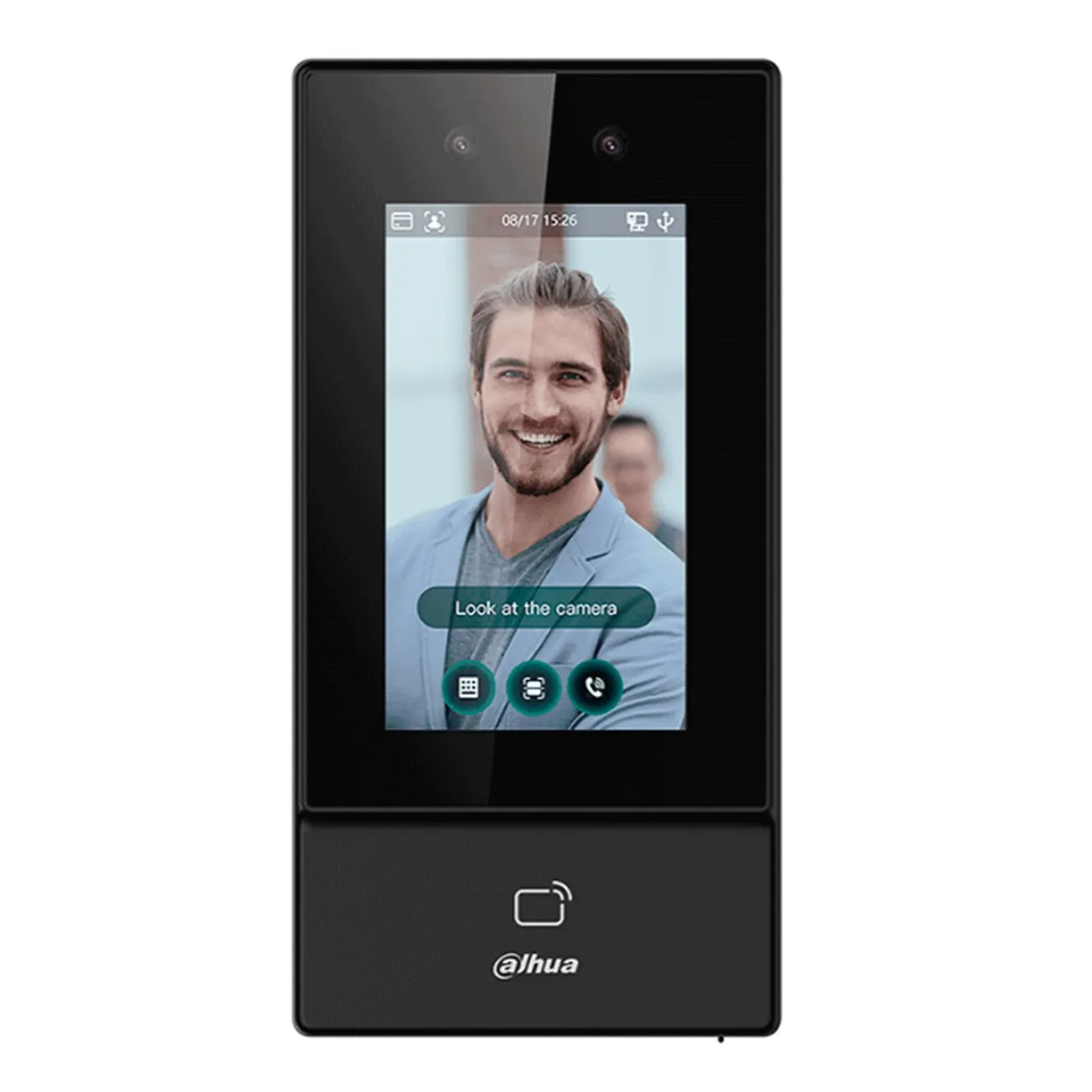 [090478] [DHI-ASI6213S] Dahua - Control de Acceso con Pantalla Táctil de 4.3" y Reconocimiento Facial (6.000 Usuarios 6.000 Rostros 10.000 Tarjetas IC Mifare 6.000 Claves 300.000 Registros) Comunicación TCP/IP para Interiores y Exteriores [Serie FACT]